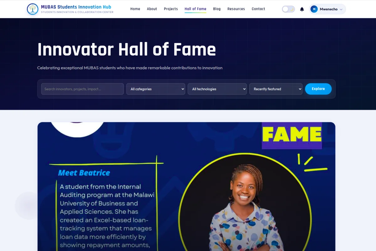 Hub Website - Mubas Students Innovation Hub
